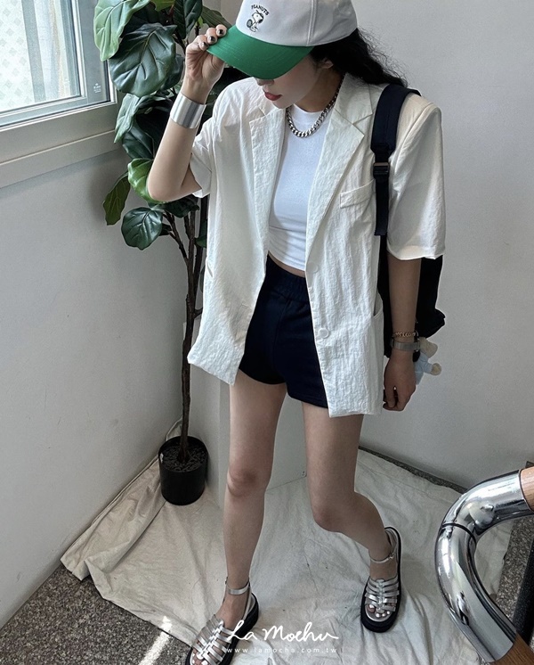 薄款棉麻西裝外套